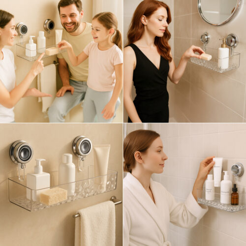 Alternative view of Prozoren košarica z vakuumskim priseskom LotionRack™